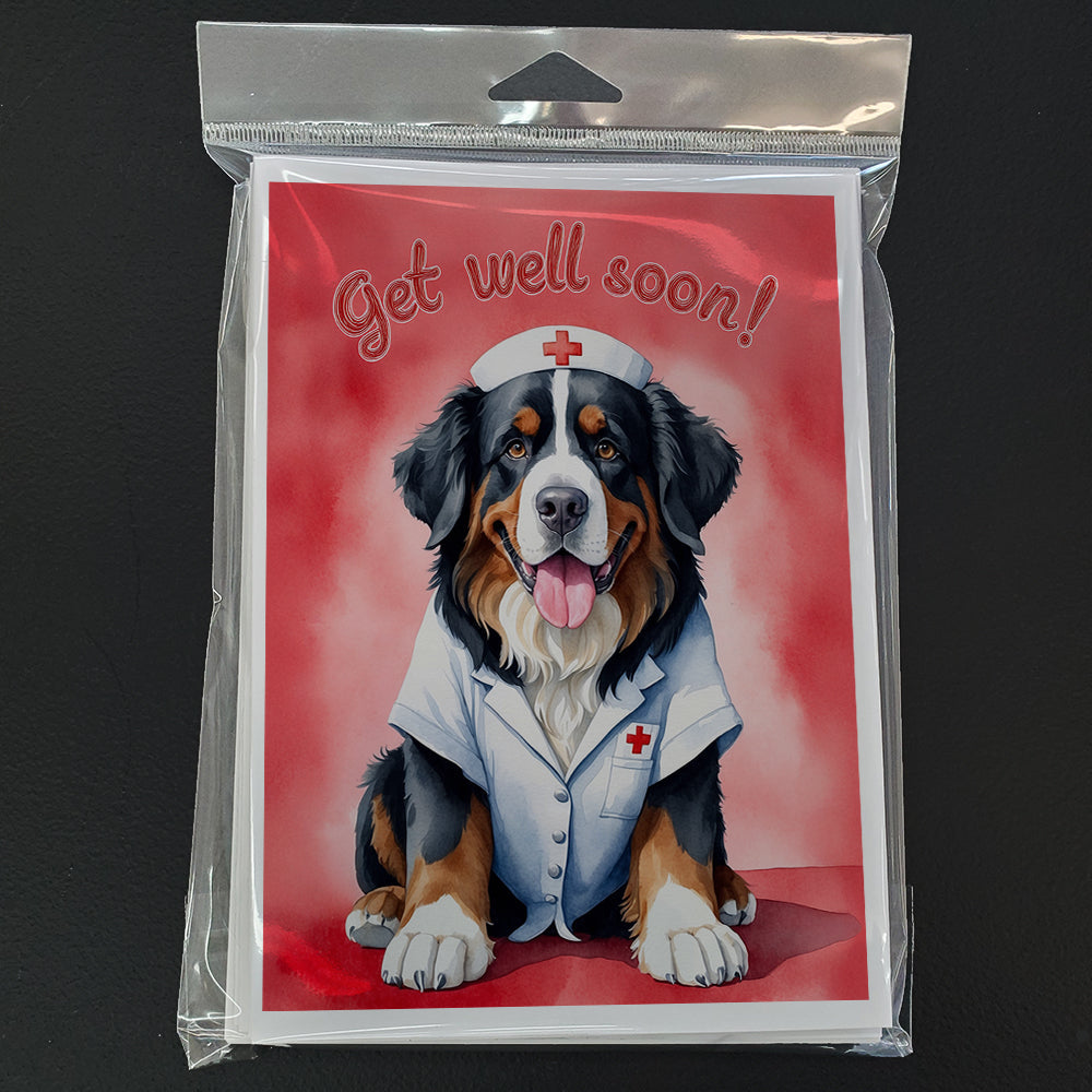 Bernese Mountain Dog Get Well Soon Greeting Cards Pack of 8 Blank Cards with Envelopes Whimsical A7 Size 5x7