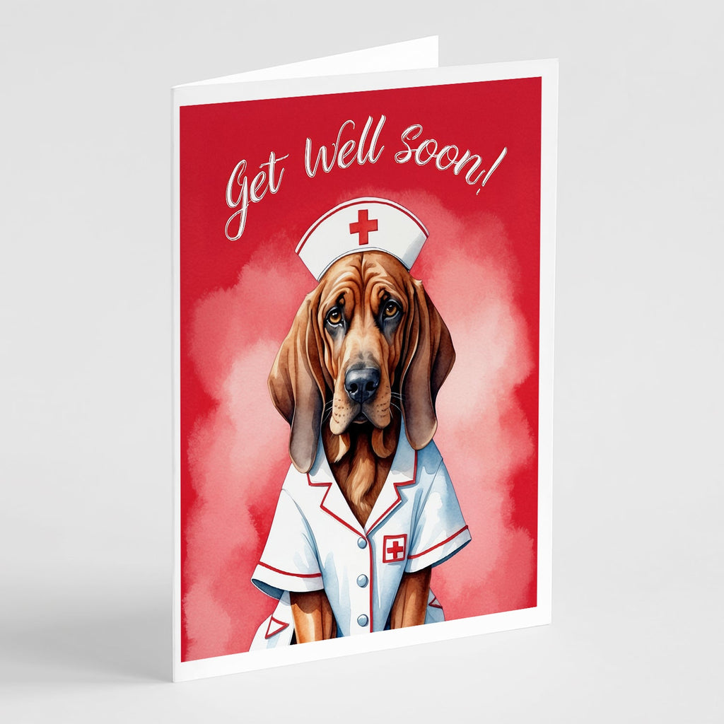 Bloodhound Get Well Soon Greeting Cards Pack of 8 Blank Cards with Envelopes Whimsical A7 Size 5x7