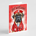 Bullmastiff Get Well Soon Greeting Cards Pack of 8 Blank Cards with Envelopes Whimsical A7 Size 5x7