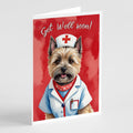 Cairn Terrier Get Well Soon Greeting Cards Pack of 8 Blank Cards with Envelopes Whimsical A7 Size 5x7