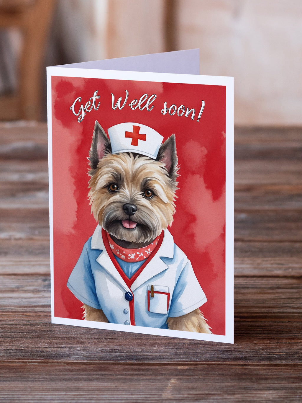 Cairn Terrier Get Well Soon Greeting Cards Pack of 8 Blank Cards with Envelopes Whimsical A7 Size 5x7