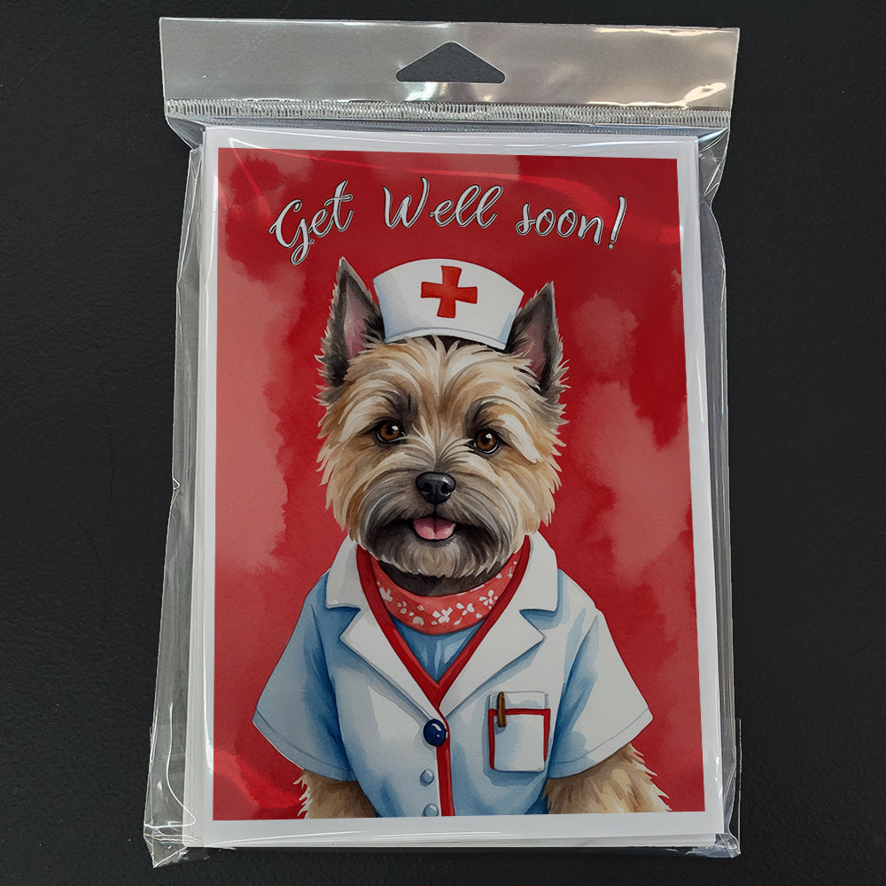 Cairn Terrier Get Well Soon Greeting Cards Pack of 8 Blank Cards with Envelopes Whimsical A7 Size 5x7