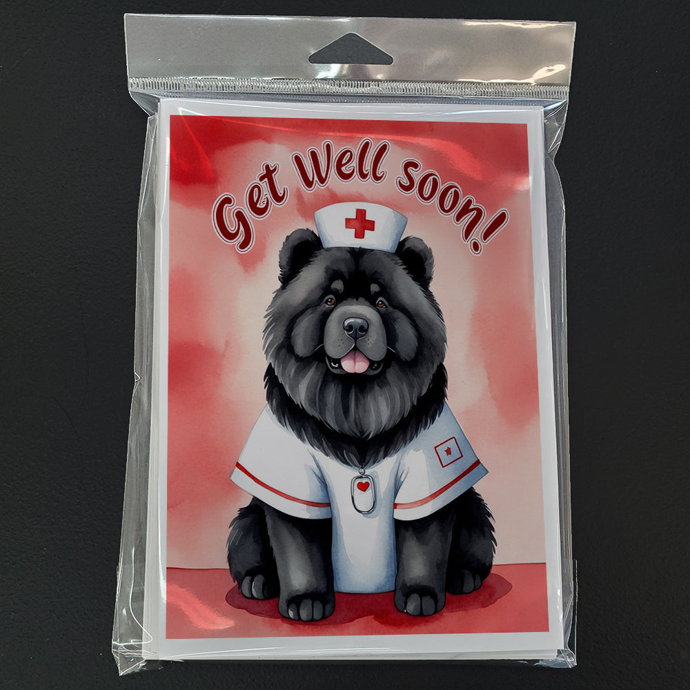 Black Chow Chow Get Well Soon Greeting Cards Pack of 8 Blank Cards with Envelopes Whimsical A7 Size 5x7