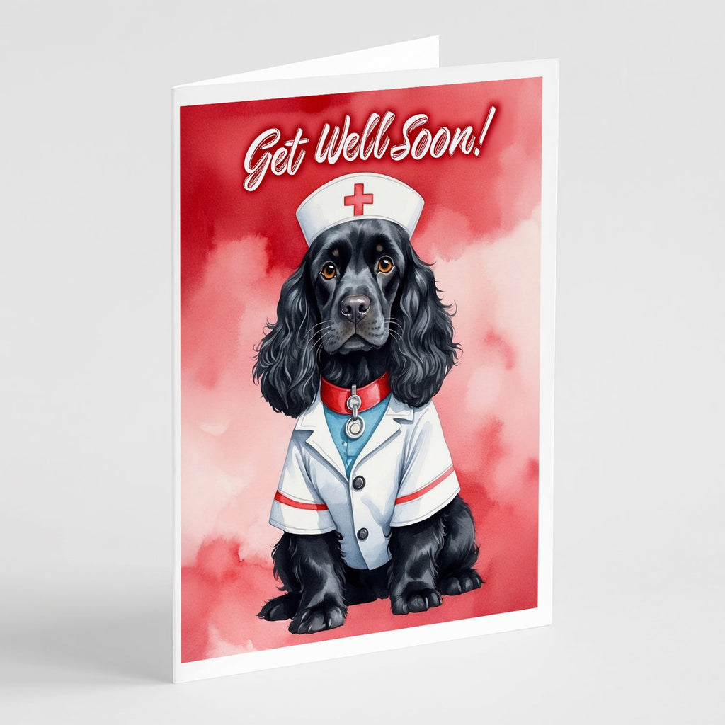 Black Cocker Spaniel Get Well Soon Greeting Cards Pack of 8 Blank Cards with Envelopes Whimsical A7 Size 5x7