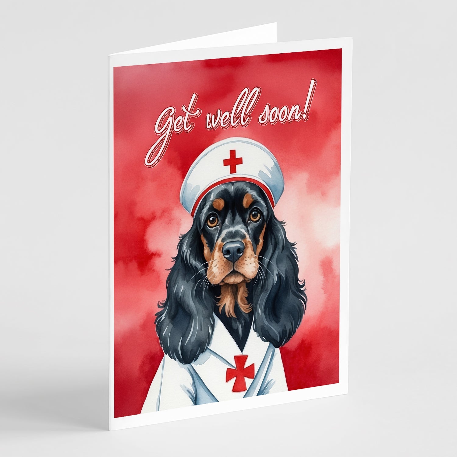 Black and Tan Cocker Spaniel Get Well Soon Greeting Cards Pack of 8 Blank Cards with Envelopes Whimsical A7 Size 5x7
