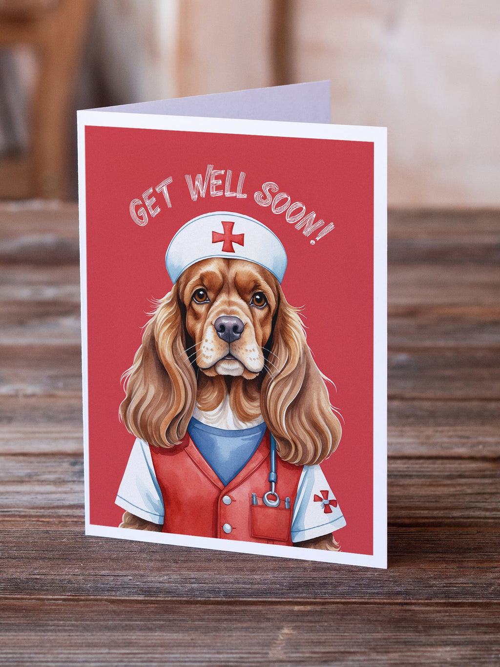 Cocker Spaniel Get Well Soon Greeting Cards Pack of 8 Blank Cards with Envelopes Whimsical A7 Size 5x7