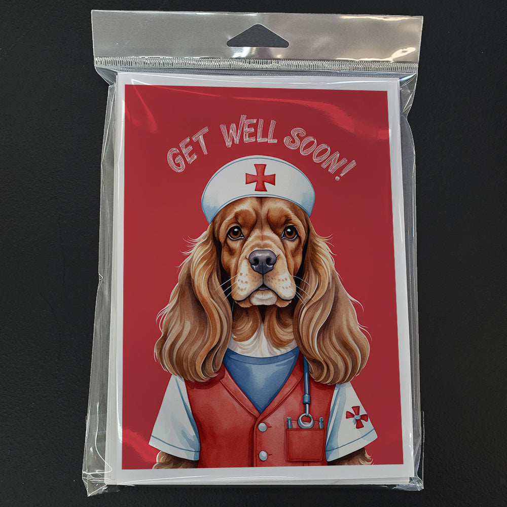 Cocker Spaniel Get Well Soon Greeting Cards Pack of 8 Blank Cards with Envelopes Whimsical A7 Size 5x7