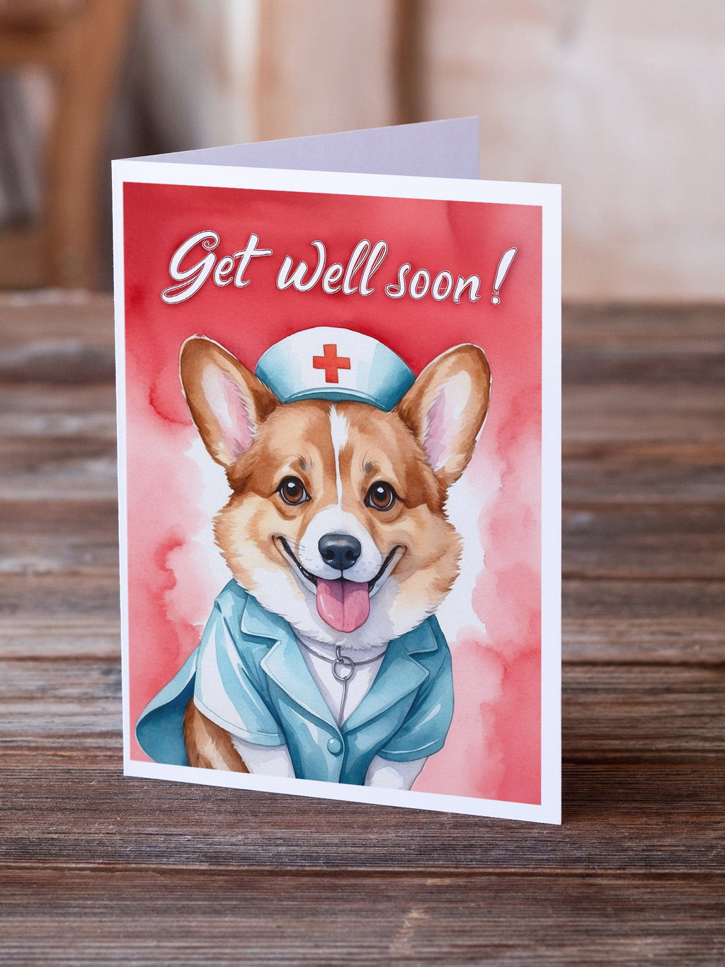 Corgi Get Well Soon Greeting Cards Pack of 8 Blank Cards with Envelopes Whimsical A7 Size 5x7