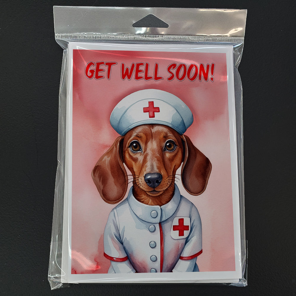 Dachshund Get Well Soon Greeting Cards Pack of 8 Blank Cards with Envelopes Whimsical A7 Size 5x7