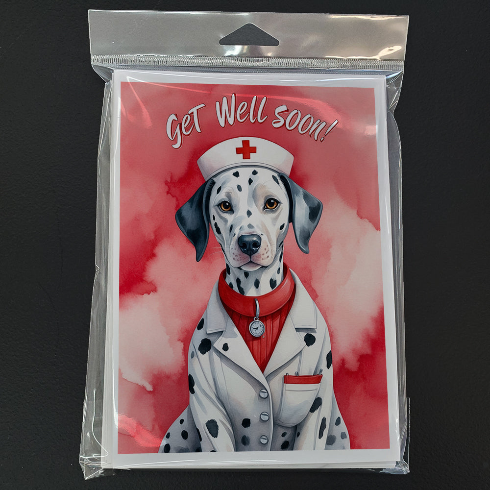 Dalmatian Get Well Soon Greeting Cards Pack of 8 Blank Cards with Envelopes Whimsical A7 Size 5x7