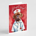 Dogue De Bordeaux Get Well Soon Greeting Cards Pack of 8 Blank Cards with Envelopes Whimsical A7 Size 5x7