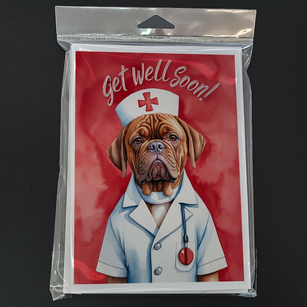 Dogue De Bordeaux Get Well Soon Greeting Cards Pack of 8 Blank Cards with Envelopes Whimsical A7 Size 5x7