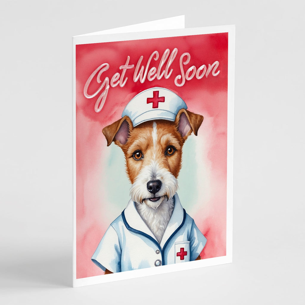 Fox Terrier Get Well Soon Greeting Cards Pack of 8 Blank Cards with Envelopes Whimsical A7 Size 5x7