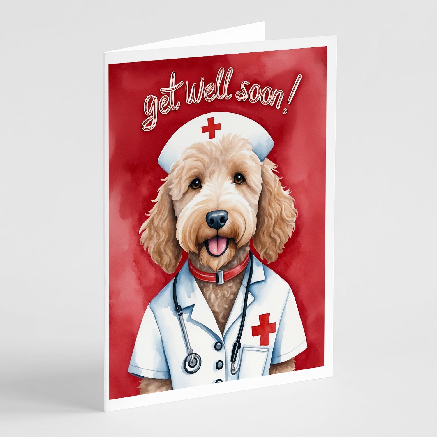 Goldendoodle Get Well Soon Greeting Cards Pack of 8 Blank Cards with Envelopes Whimsical A7 Size 5x7