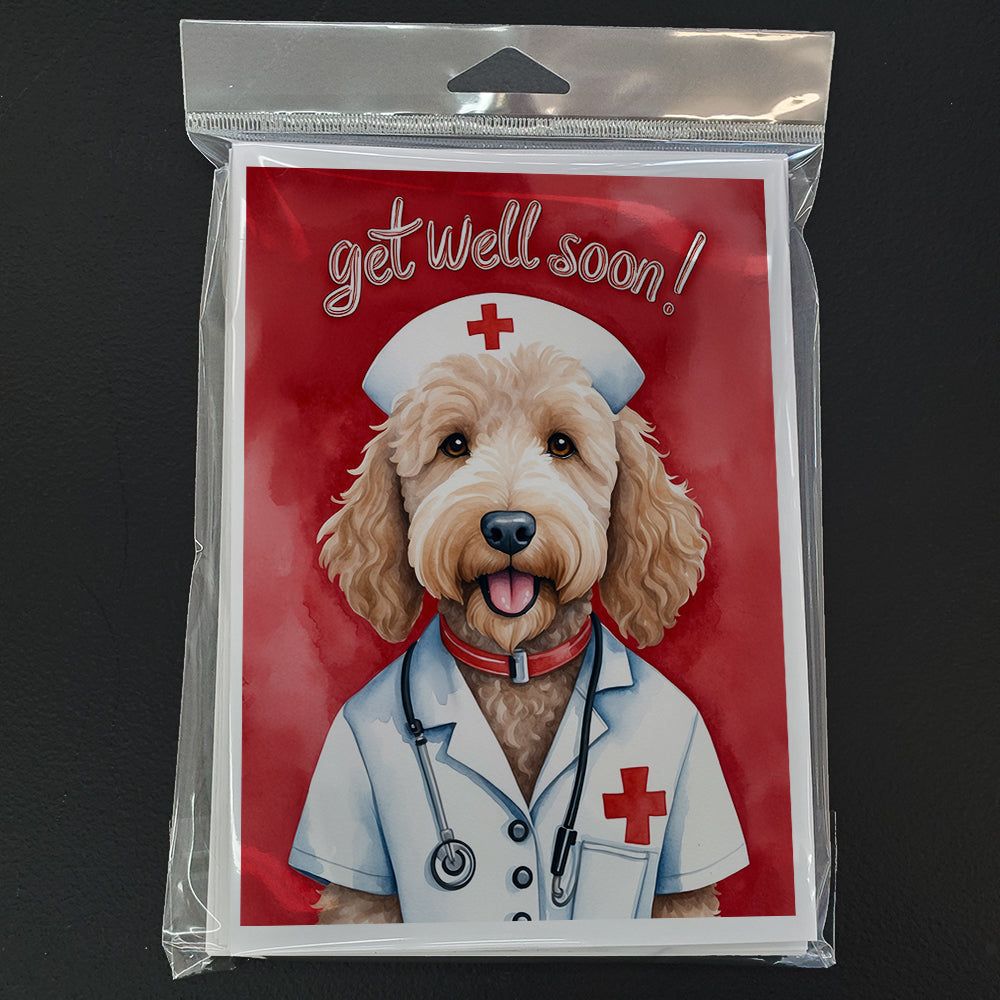 Goldendoodle Get Well Soon Greeting Cards Pack of 8 Blank Cards with Envelopes Whimsical A7 Size 5x7