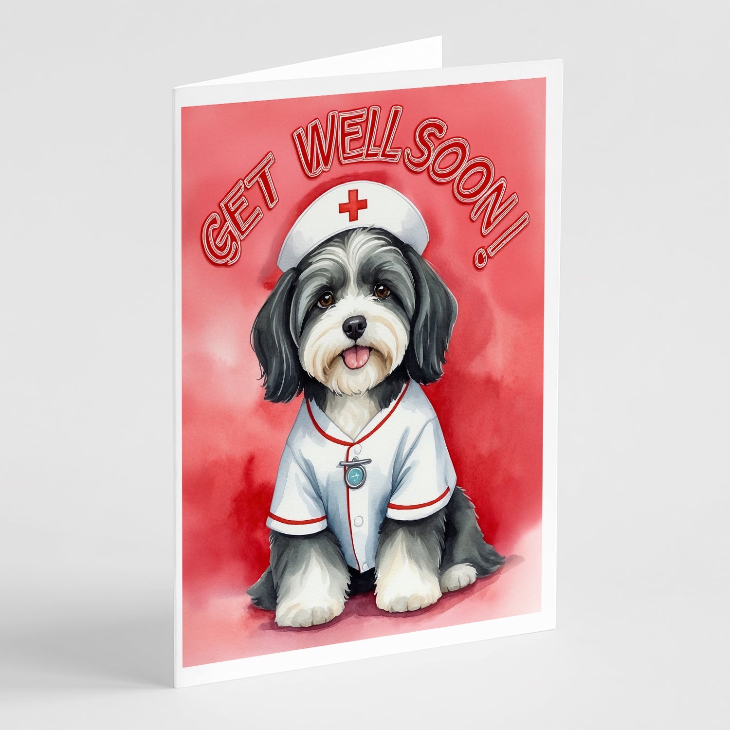 Havanese Get Well Soon Greeting Cards Pack of 8 Blank Cards with Envelopes Whimsical A7 Size 5x7