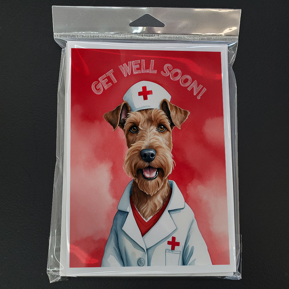 Irish Terrier Get Well Soon Greeting Cards Pack of 8 Blank Cards with Envelopes Whimsical A7 Size 5x7