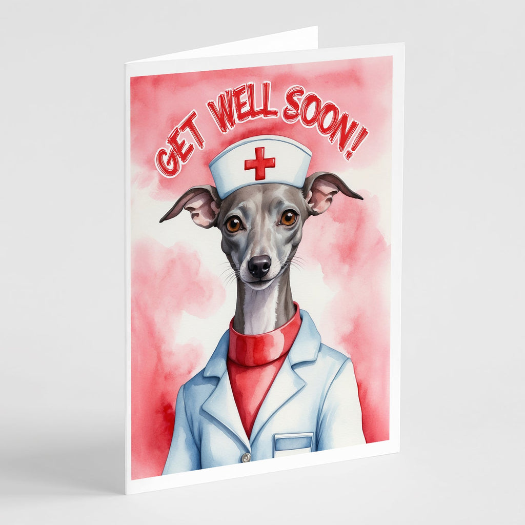 Italian Greyhound Get Well Soon Greeting Cards Pack of 8 Blank Cards with Envelopes Whimsical A7 Size 5x7
