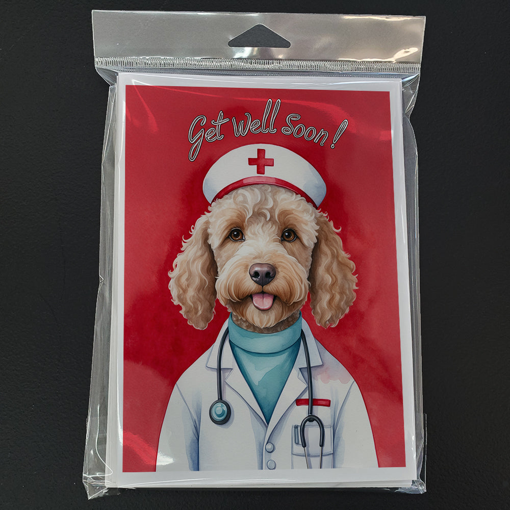 Labradoodle Get Well Soon Greeting Cards Pack of 8 Blank Cards with Envelopes Whimsical A7 Size 5x7