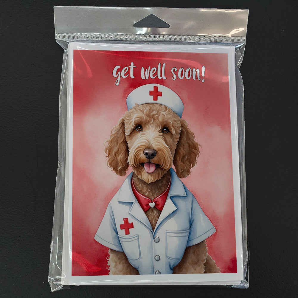 Labradoodle Get Well Soon Greeting Cards Pack of 8 Blank Cards with Envelopes Whimsical A7 Size 5x7