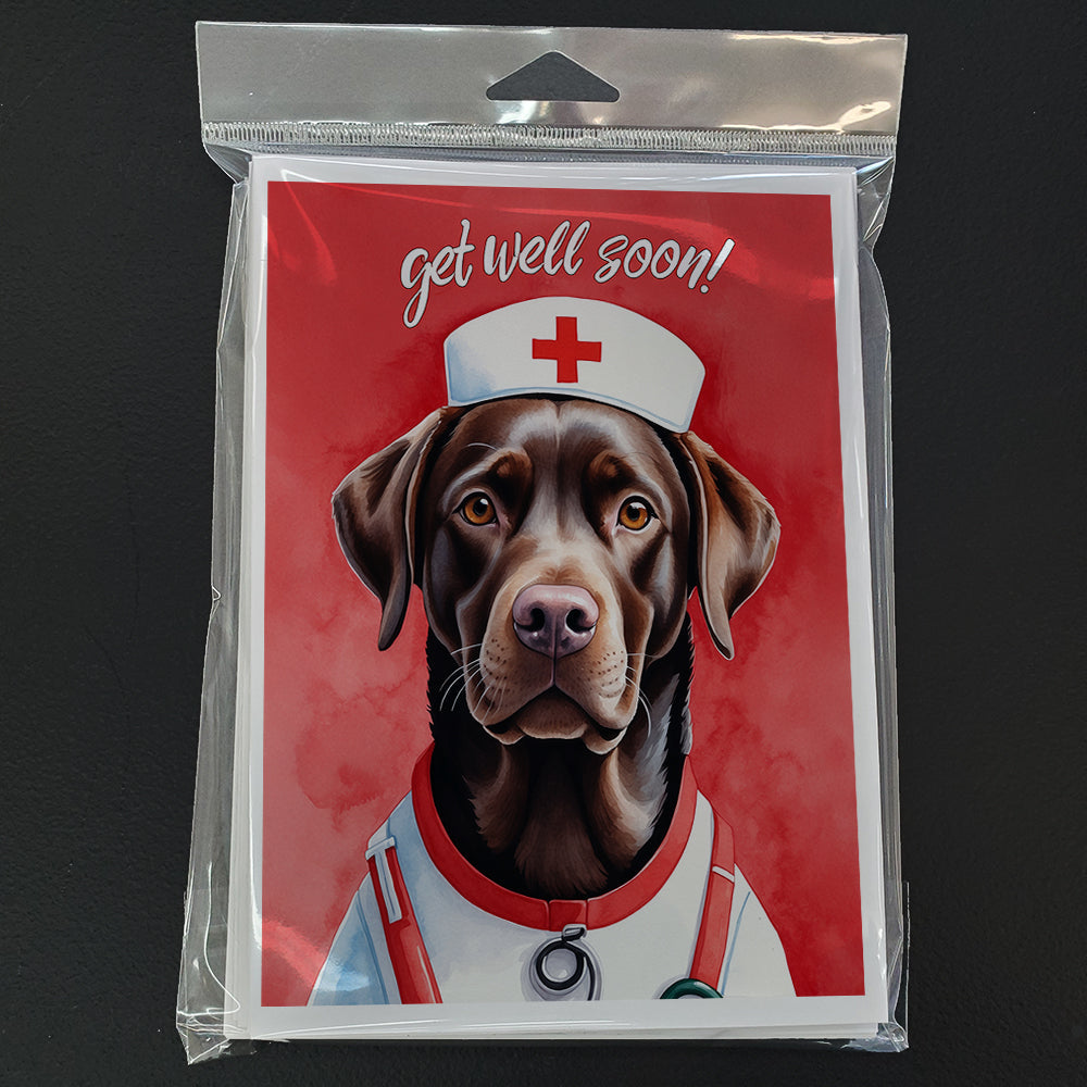Chocolate Labrador Retriever Get Well Soon Greeting Cards Pack of 8 Blank Cards with Envelopes Whimsical A7 Size 5x7