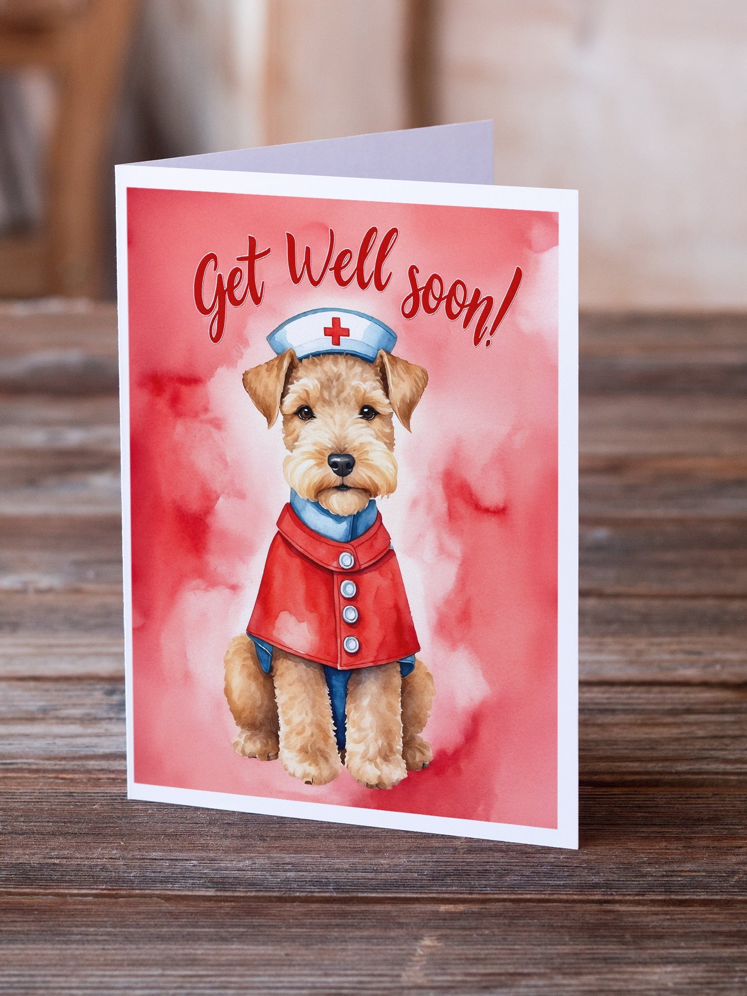 Lakeland Terrier Get Well Soon Greeting Cards Pack of 8 Blank Cards with Envelopes Whimsical A7 Size 5x7