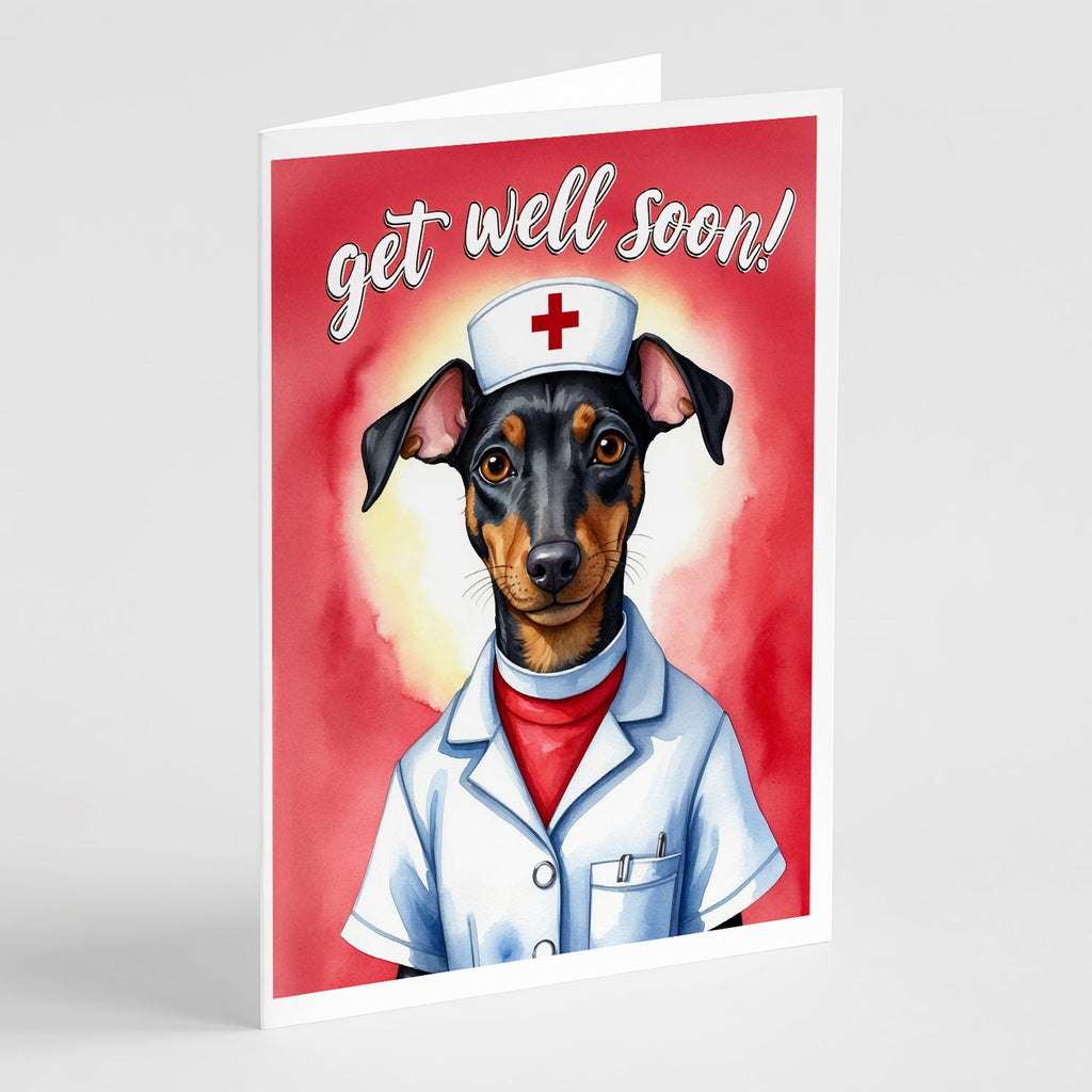 Manchester Terrier Get Well Soon Greeting Cards Pack of 8 Blank Cards with Envelopes Whimsical A7 Size 5x7