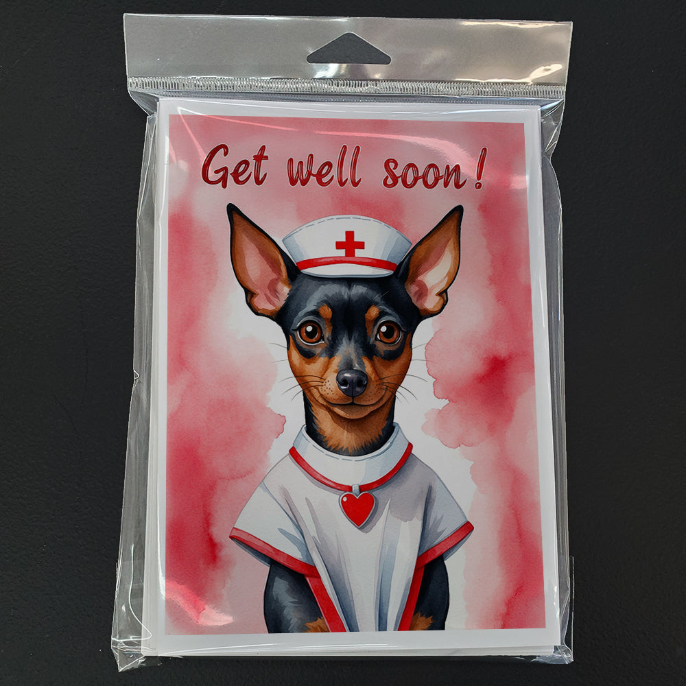 Miniature Pinscher Get Well Soon Greeting Cards Pack of 8 Blank Cards with Envelopes Whimsical A7 Size 5x7