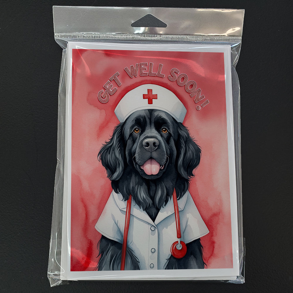 Newfoundland Get Well Soon Greeting Cards Pack of 8 Blank Cards with Envelopes Whimsical A7 Size 5x7