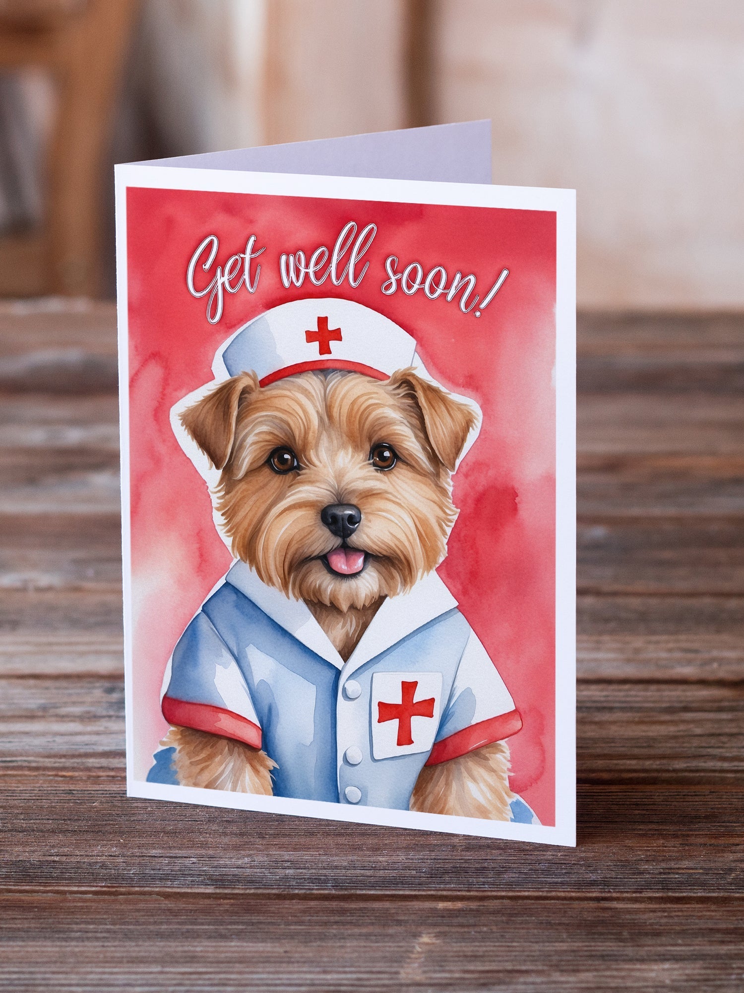 Norfolk Terrier Get Well Soon Greeting Cards Pack of 8 Blank Cards with Envelopes Whimsical A7 Size 5x7