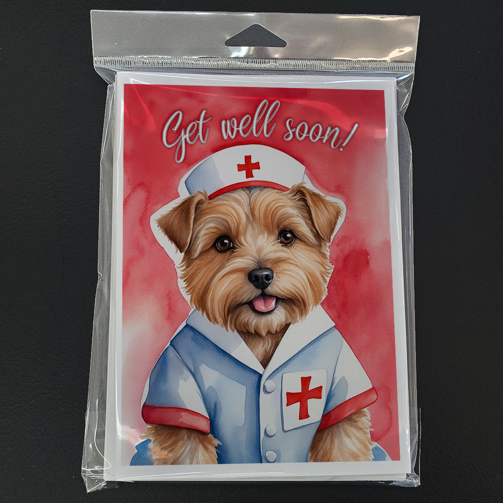 Norfolk Terrier Get Well Soon Greeting Cards Pack of 8 Blank Cards with Envelopes Whimsical A7 Size 5x7