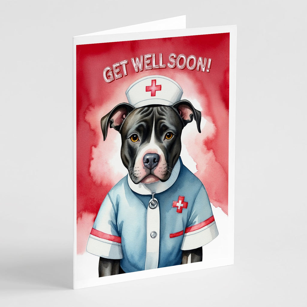 Pit Bull Terrier Get Well Soon Greeting Cards Pack of 8 Blank Cards with Envelopes Whimsical A7 Size 5x7