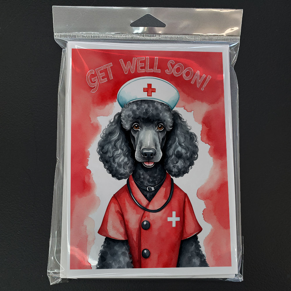 Poodle Get Well Soon Greeting Cards Pack of 8 Blank Cards with Envelopes Whimsical A7 Size 5x7