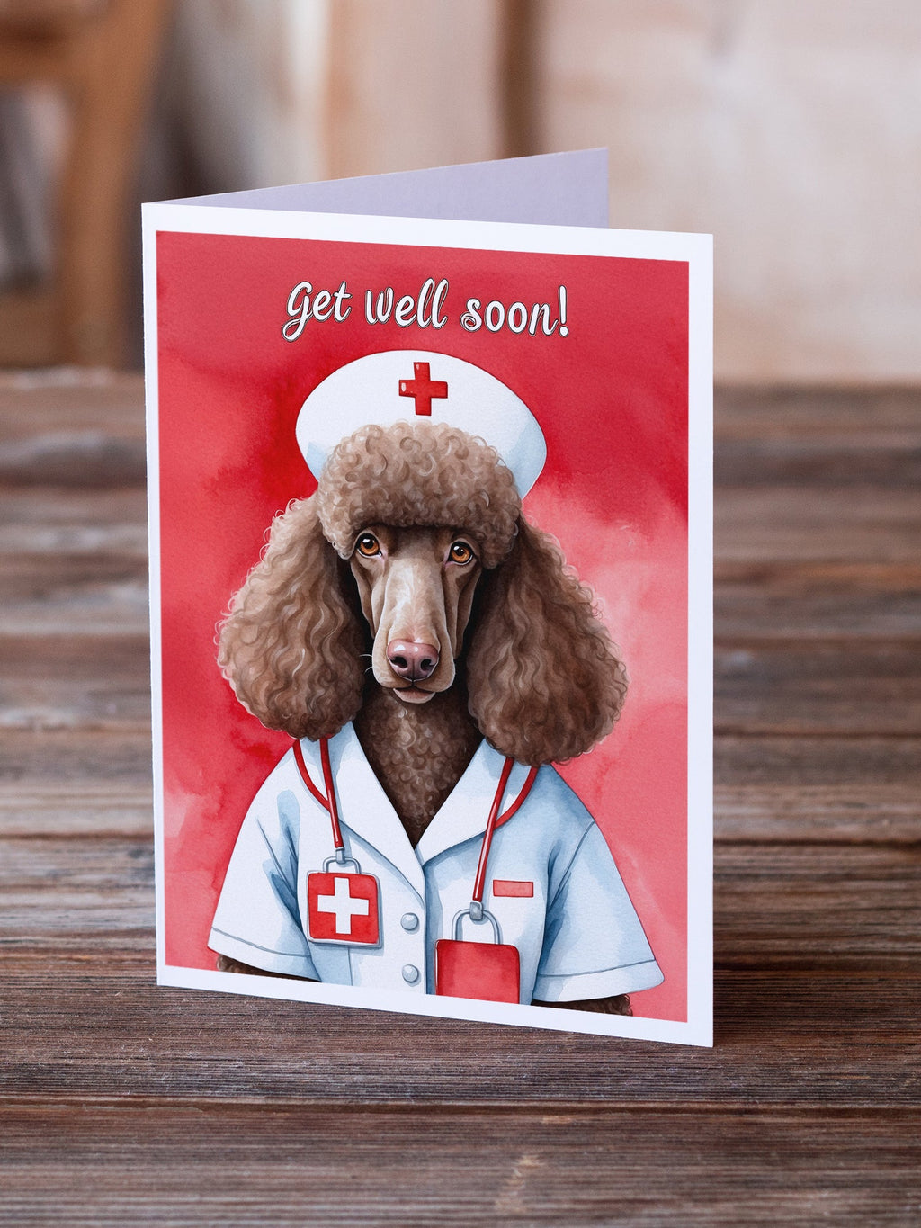 Poodle Get Well Soon Greeting Cards Pack of 8 Blank Cards with Envelopes Whimsical A7 Size 5x7