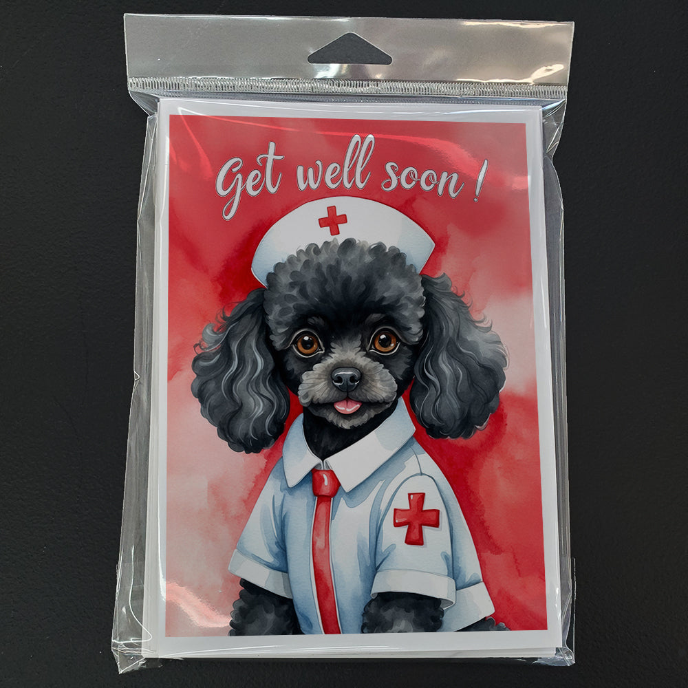 Poodle Get Well Soon Greeting Cards Pack of 8 Blank Cards with Envelopes Whimsical A7 Size 5x7