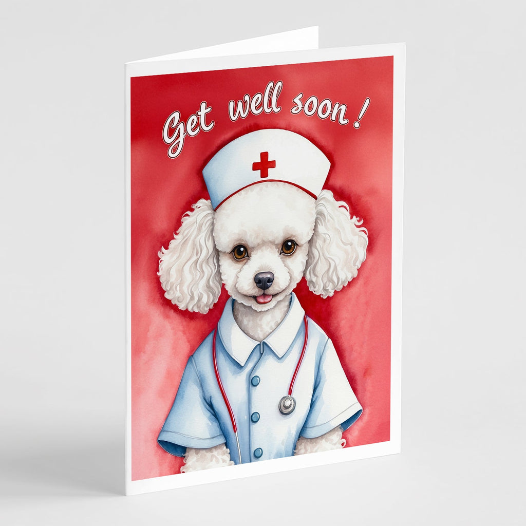 Poodle Get Well Soon Greeting Cards Pack of 8 Blank Cards with Envelopes Whimsical A7 Size 5x7