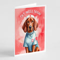 Redbone Coonhound Get Well Soon Greeting Cards Pack of 8 Blank Cards with Envelopes Whimsical A7 Size 5x7