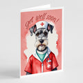 Schnauzer Get Well Soon Greeting Cards Pack of 8 Blank Cards with Envelopes Whimsical A7 Size 5x7