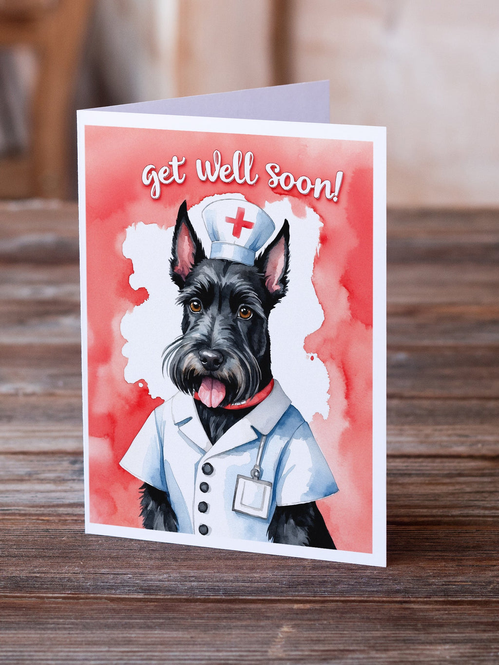 Scottish Terrier Get Well Soon Greeting Cards Pack of 8 Blank Cards with Envelopes Whimsical A7 Size 5x7