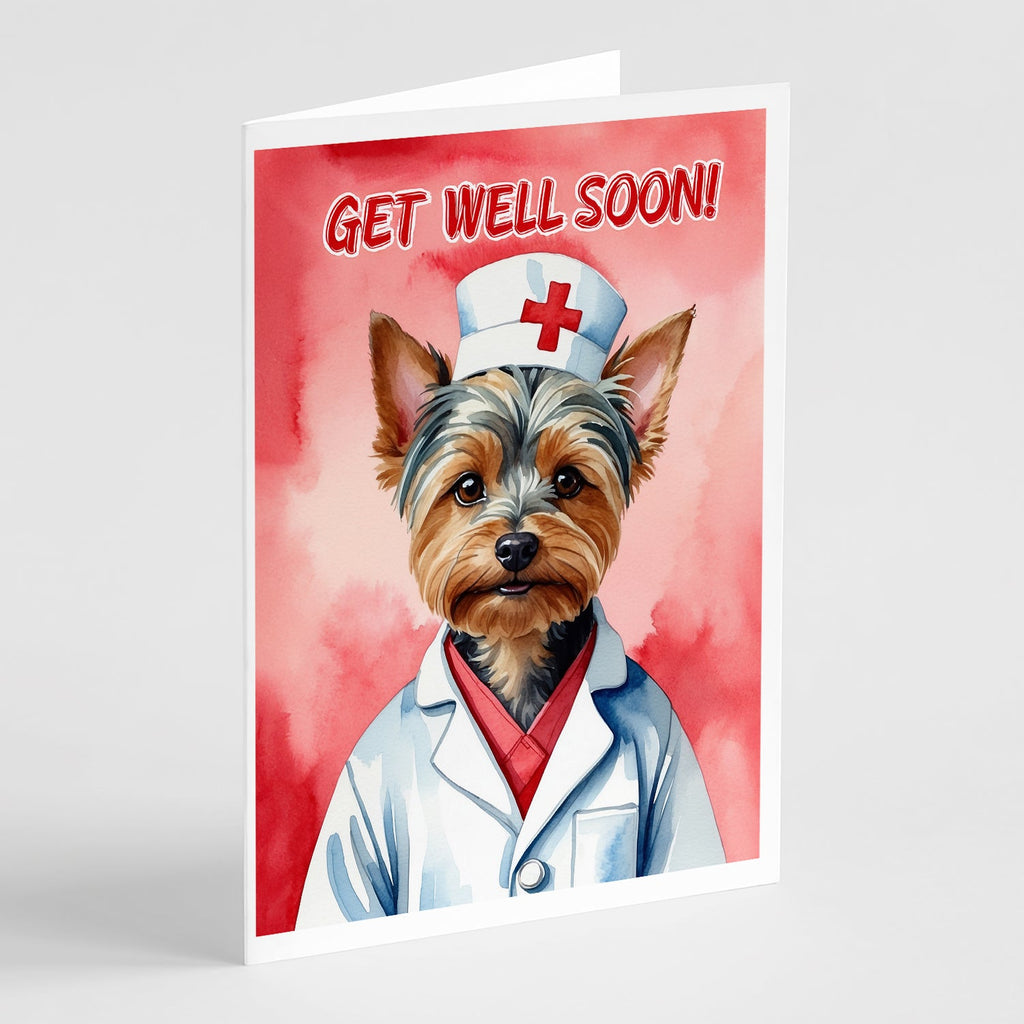 Silky Terrier Get Well Soon Greeting Cards Pack of 8 Blank Cards with Envelopes Whimsical A7 Size 5x7