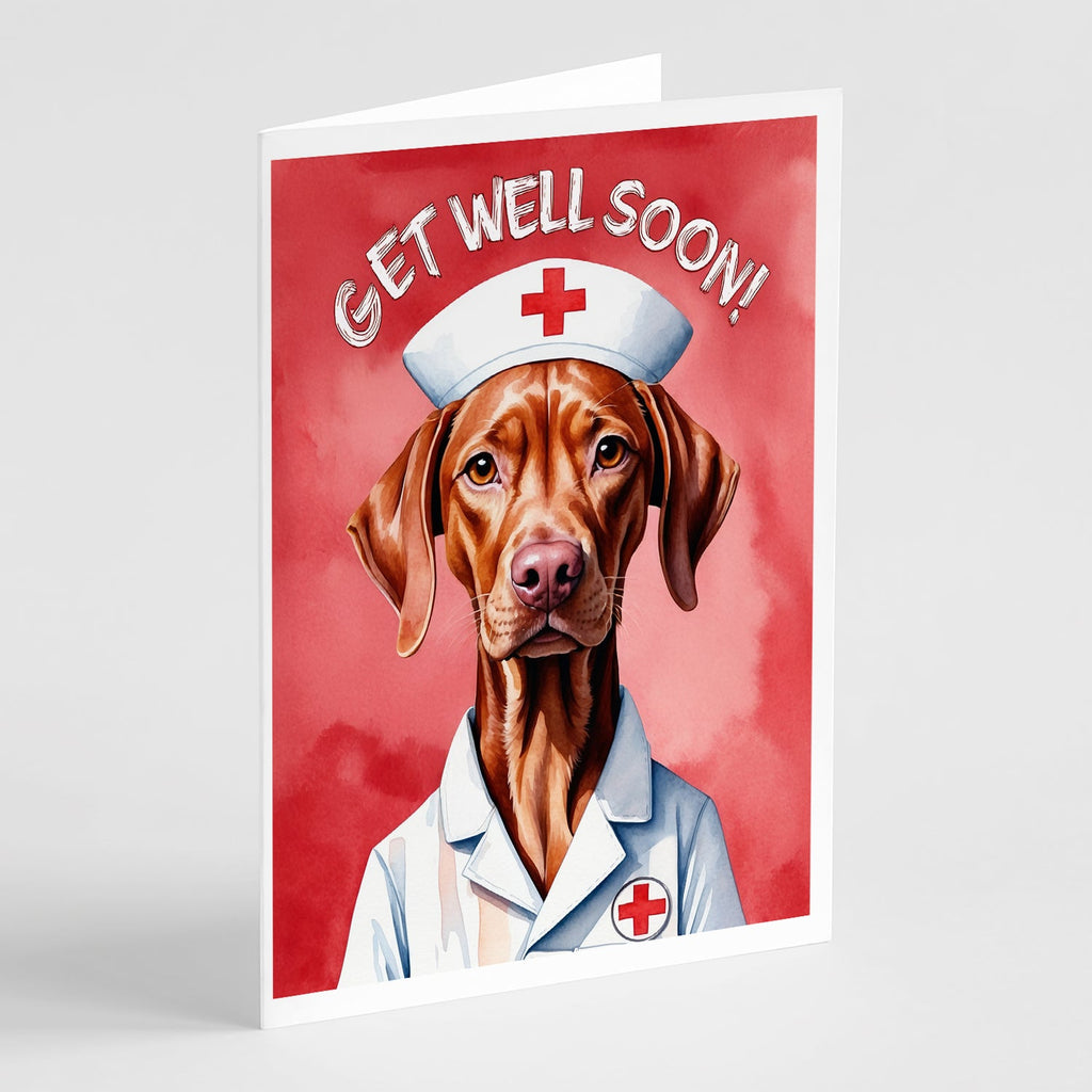 Vizsla Get Well Soon Greeting Cards Pack of 8 Blank Cards with Envelopes Whimsical A7 Size 5x7
