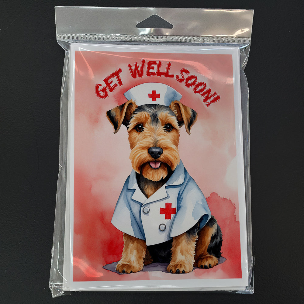 Welsh Terrier Get Well Soon Greeting Cards Pack of 8 Blank Cards with Envelopes Whimsical A7 Size 5x7