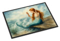 Mermaid Coastal Ocean Fantasy Watercolor Art Doormat Indoor Outdoor 18H X 27W Front Door Mat Rugs for Entryway, Non Slip Washable
