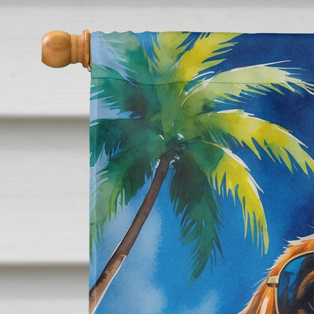 Beagle Summer Beach Time House Flag 28x40 Porch Sleeve Pole Decorative Outside Yard Banner Artwork Wall Hanging, Polyester