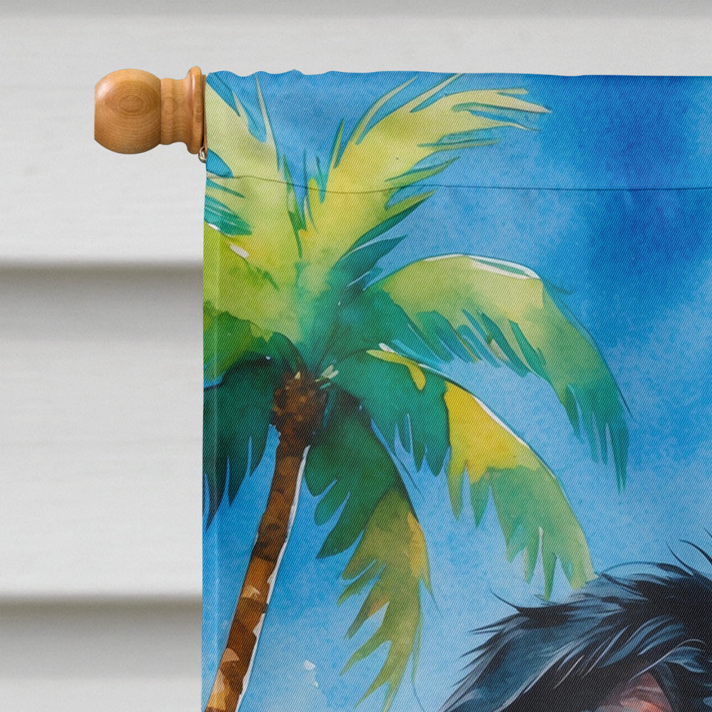 Border Collie Summer Beach Time House Flag 28x40 Porch Sleeve Pole Decorative Outside Yard Banner Artwork Wall Hanging, Polyester