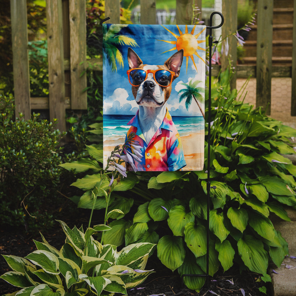 Red Boston Terrier Summer Beach Time Garden Flag Mailbox Decorative Yard Banner Outside Patio Artwork for Flower Beds, Garden Size, Multicolor