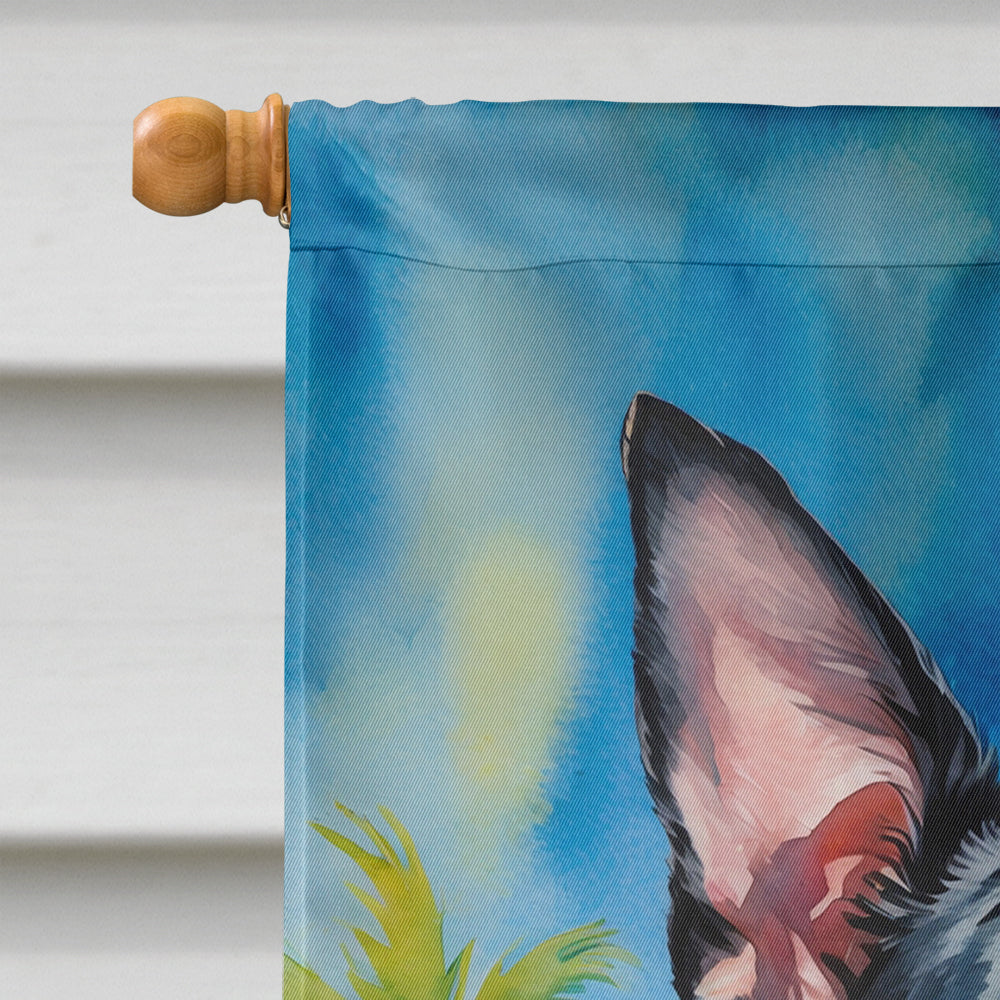 Boston Terrier Summer Beach Time House Flag 28x40 Porch Sleeve Pole Decorative Outside Yard Banner Artwork Wall Hanging, Polyester