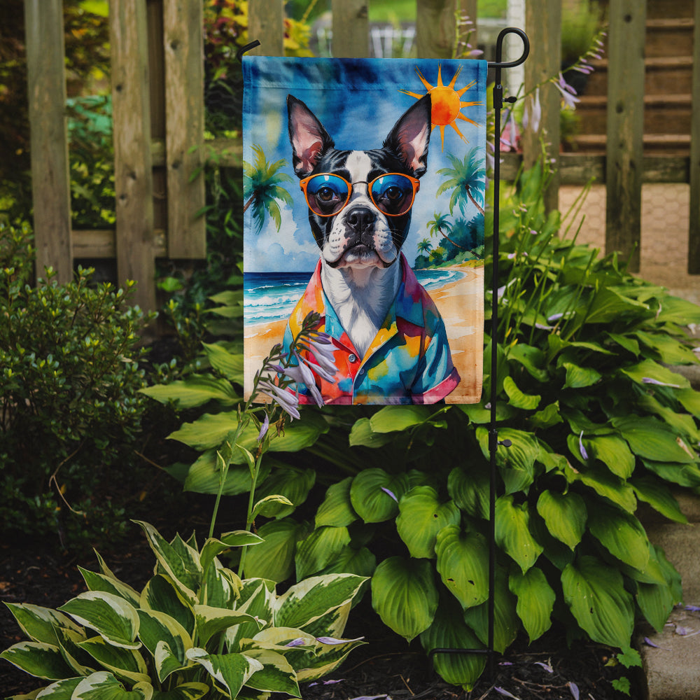 Boston Terrier Summer Beach Time Garden Flag Mailbox Decorative Yard Banner Outside Patio Artwork for Flower Beds, Garden Size, Multicolor