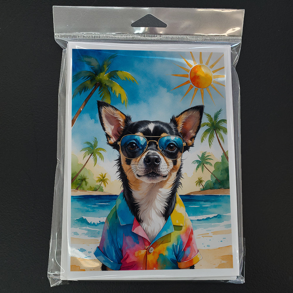 Black and Tan Chihuahua Summer Beach Time Greeting Cards Pack of 8 Blank Cards with Envelopes Whimsical A7 Size 5x7