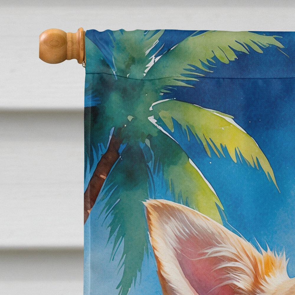 Chihuahua Summer Beach Time House Flag 28x40 Porch Sleeve Pole Decorative Outside Yard Banner Artwork Wall Hanging, Polyester